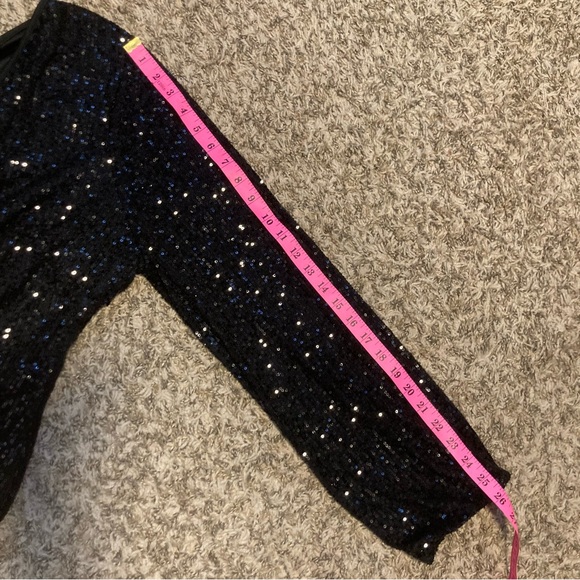 Forever 21+ Glam Black Sequin Long Sleeve Wrap Dress, Sz 2x 18/20 - Picture 12 of 14